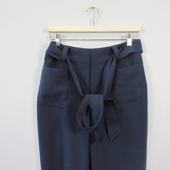 Boden Tie Waist Tapered Trousers Pants Women 6 Navy Blue High Rise Career 432 - Picture 5 of 10